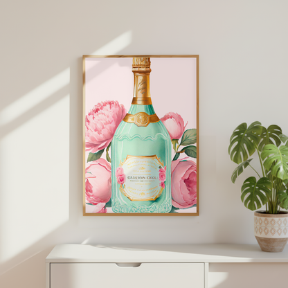 champagne bottle printable art download