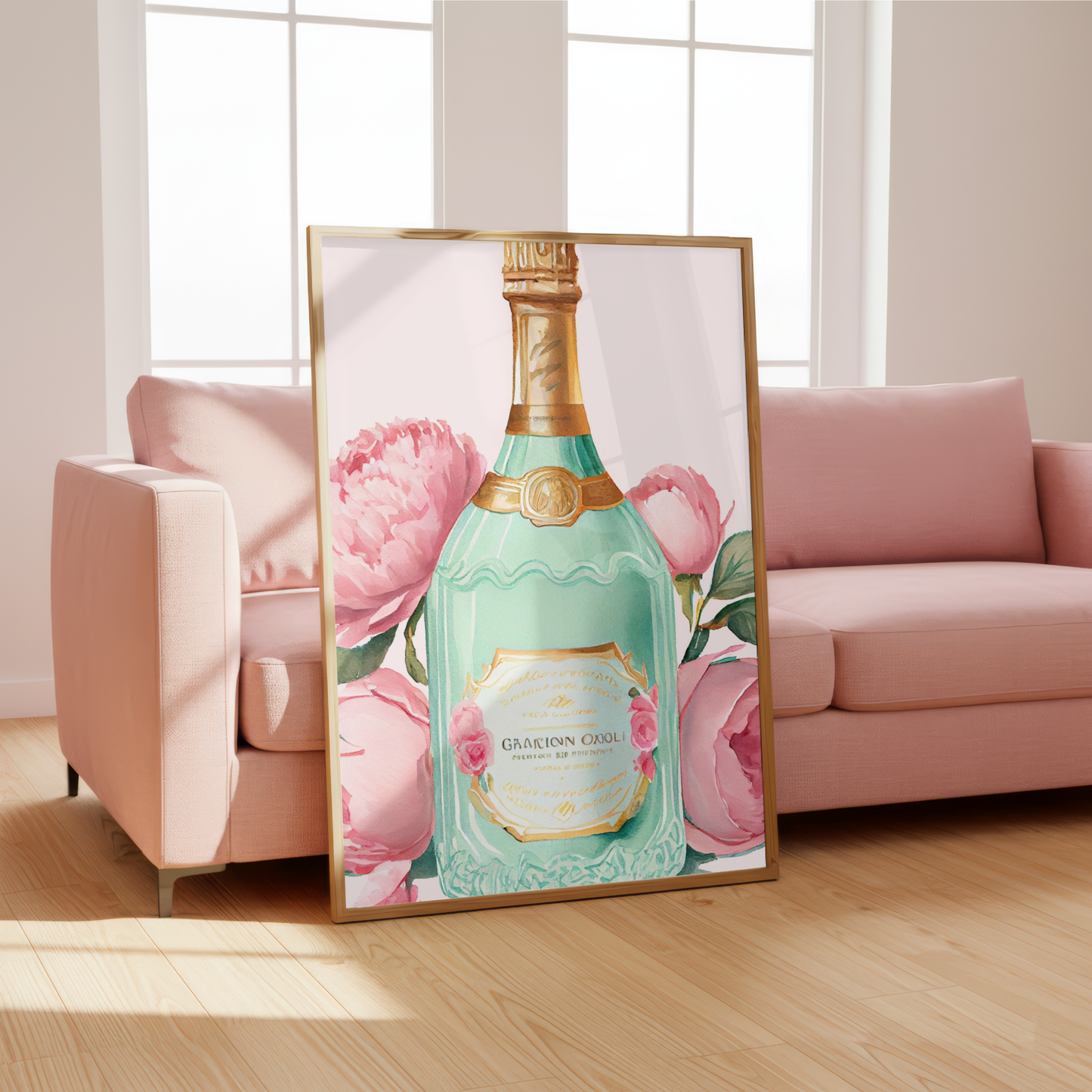 classic champagne bottle printable decor