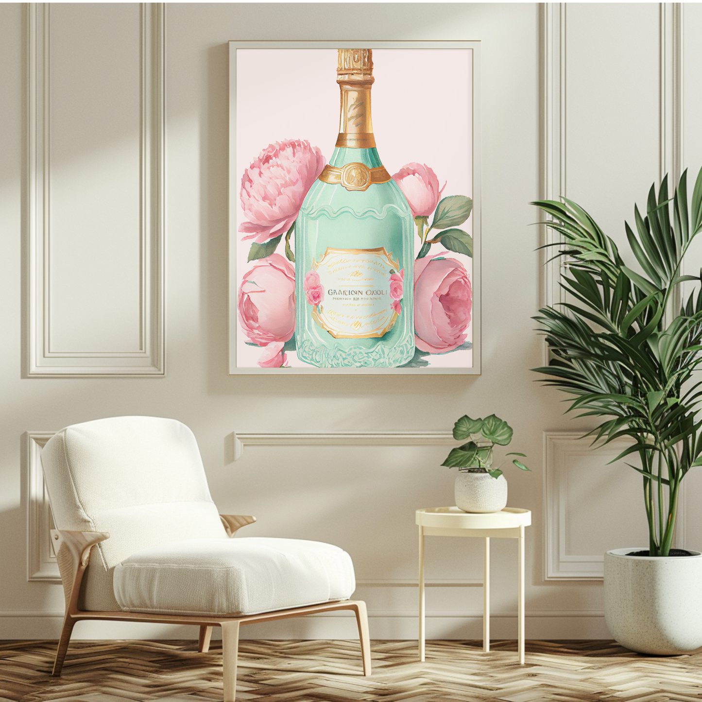 classic champagne bottle printable decor