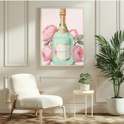 classic champagne bottle printable decor
