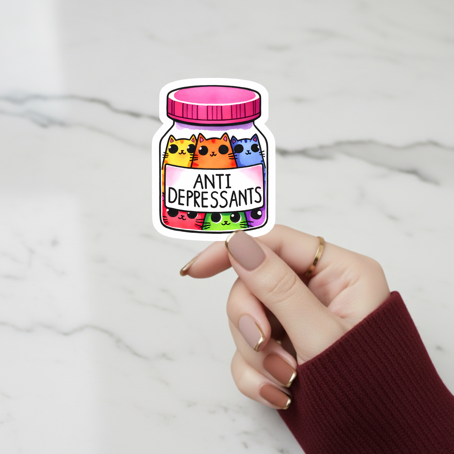  colorful cats vinyl sticker