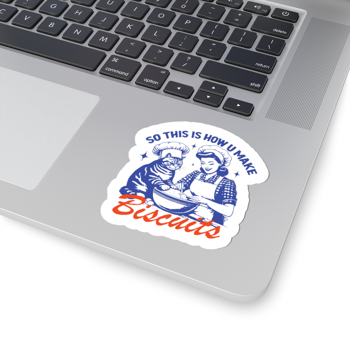 retro cat baking illustration vinyl sticker