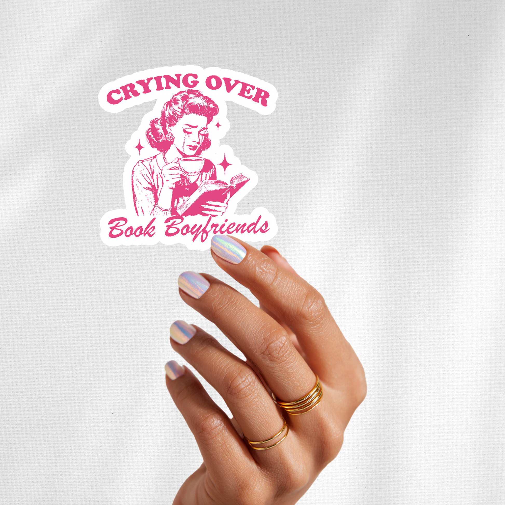 crying over book boyfriends book lover sticker