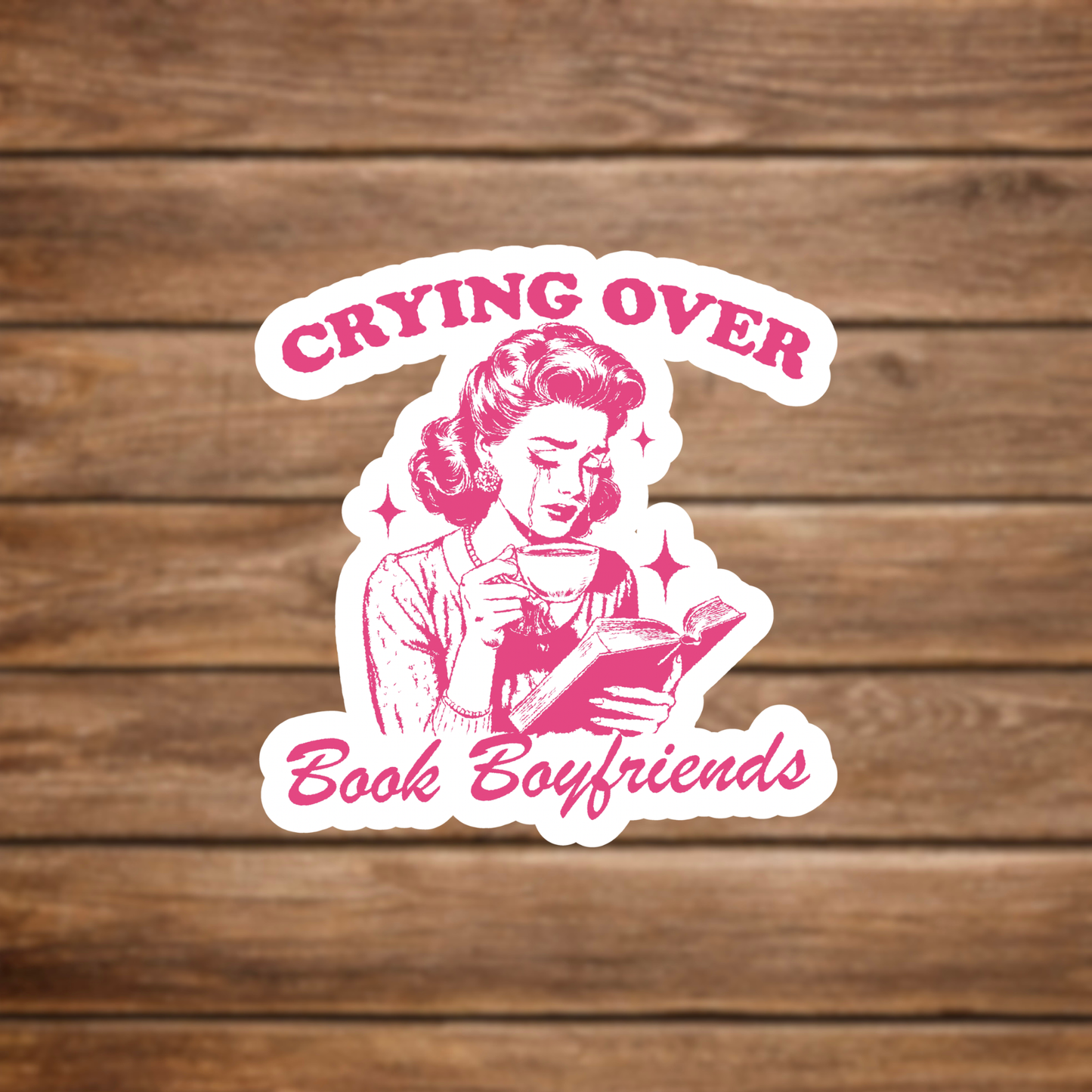 crying over book boyfriends reader sticker