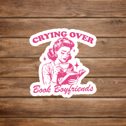 crying over book boyfriends reader sticker