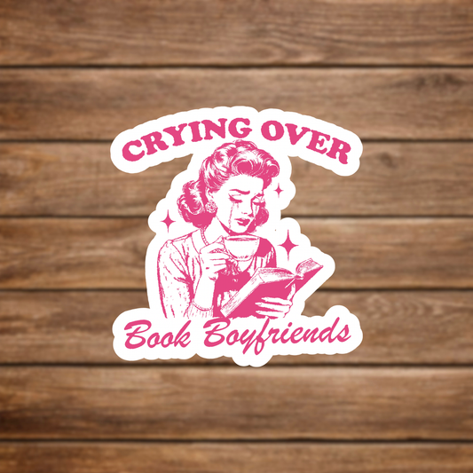 crying over book boyfriends reader sticker