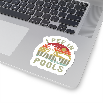 retro pool humor sticker sunset design
