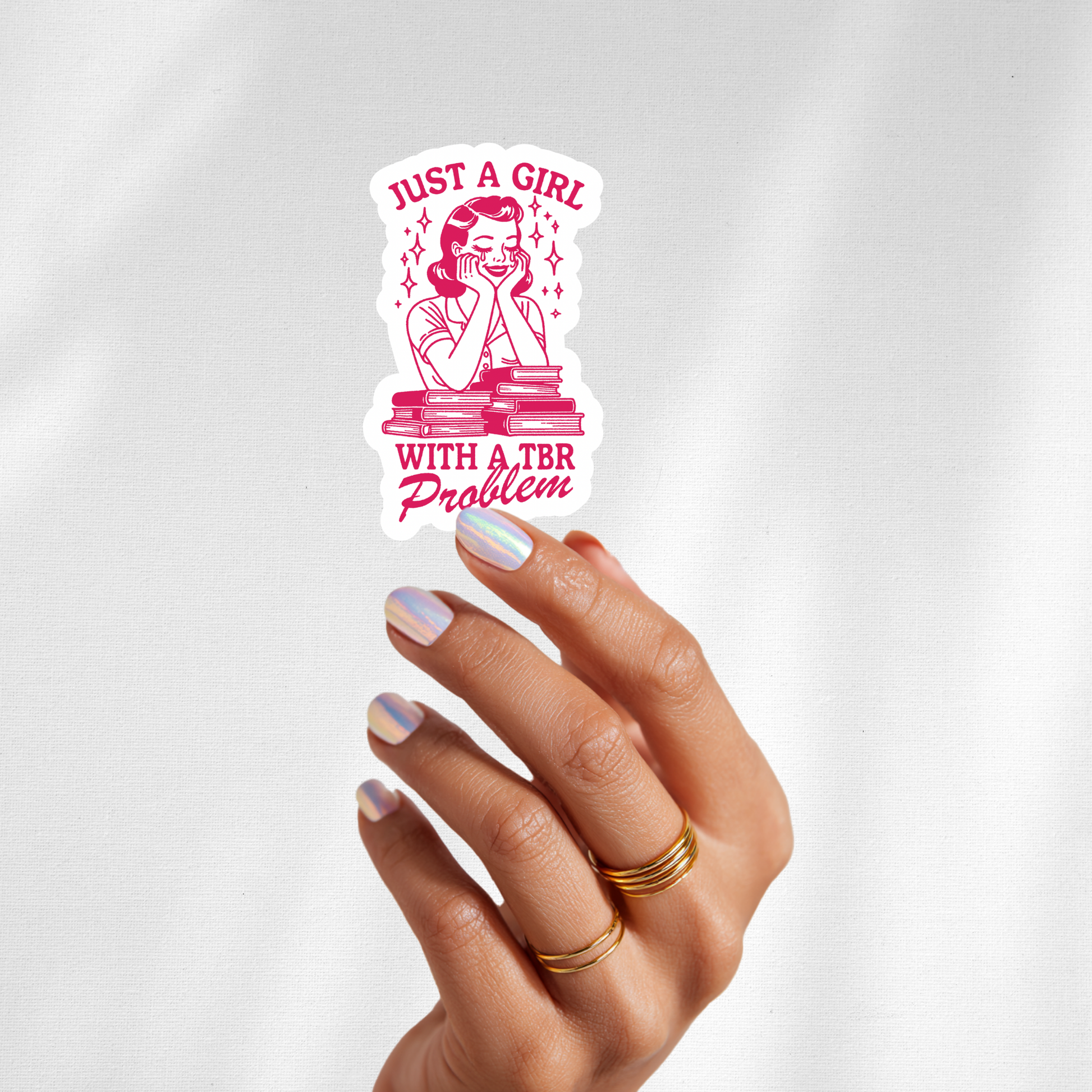 reader girl crying over books sticker