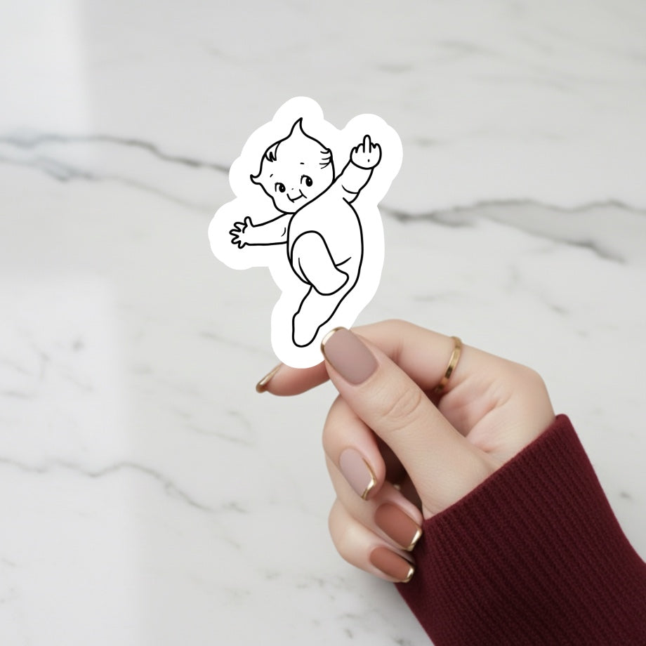 Kewpie baby middle finger sticker 