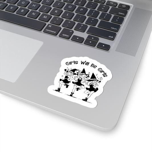 Girl will be Girls retro witch sticker 
