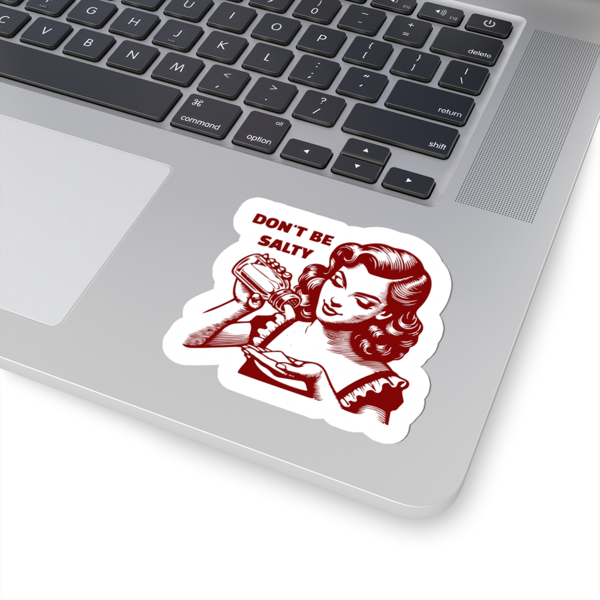retro girl sticker dont be salty design