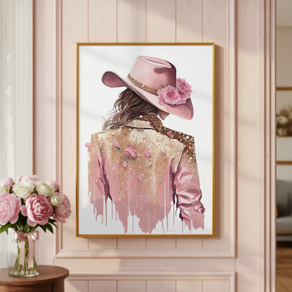 gold texture cowgirl wall art design