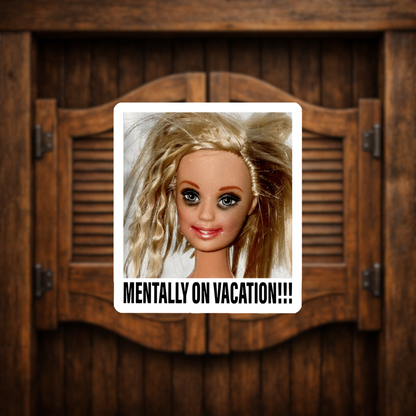 Mentally on vacation doll meme reaction sticker 