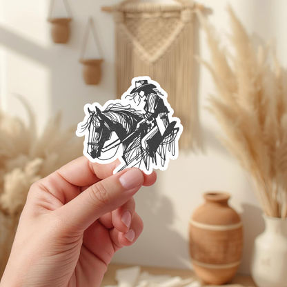 Cowgirl horseback riding vinyl sticker