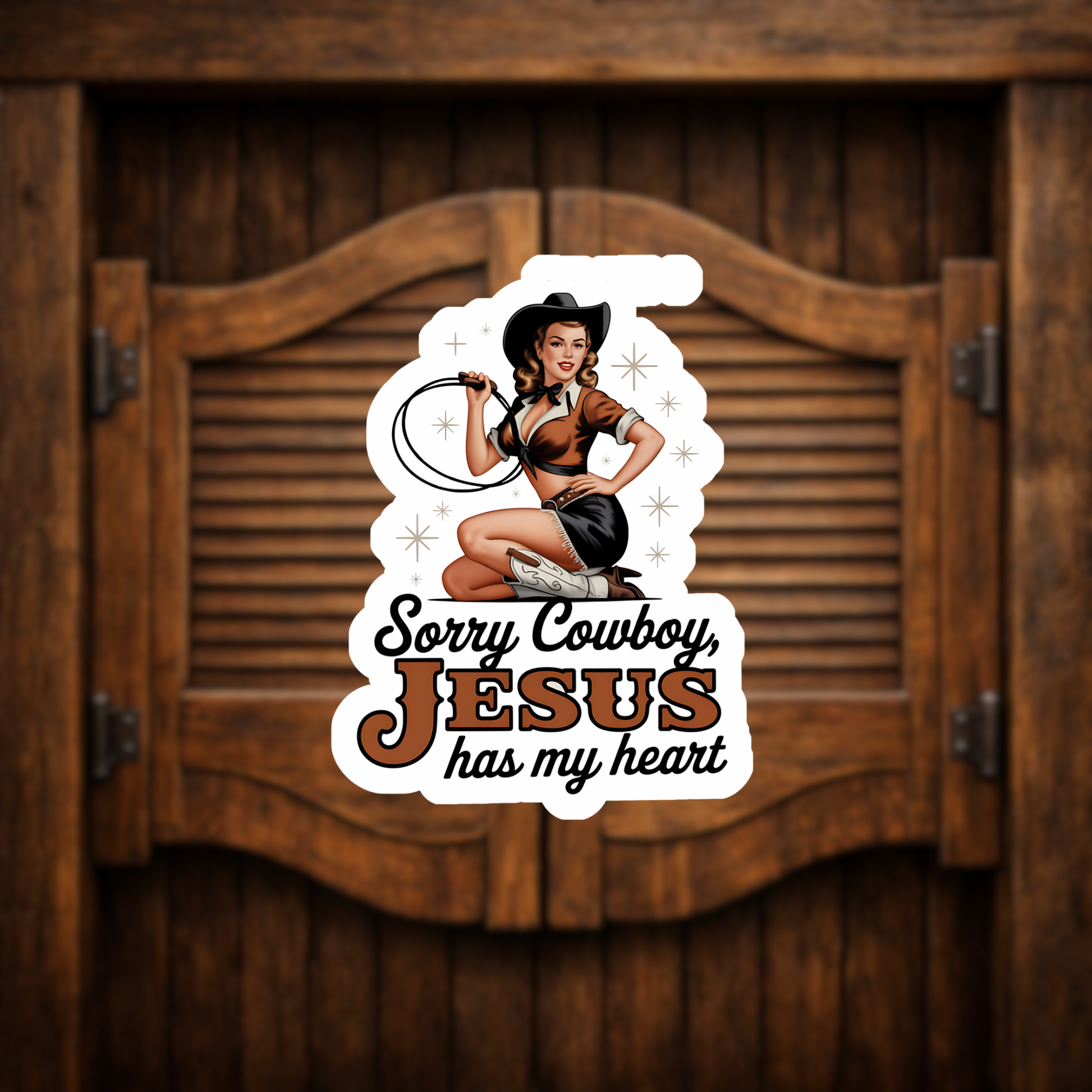jesus has my heart cowgirl sticker