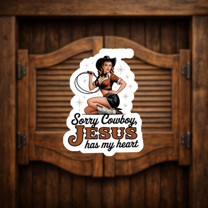 jesus has my heart cowgirl sticker