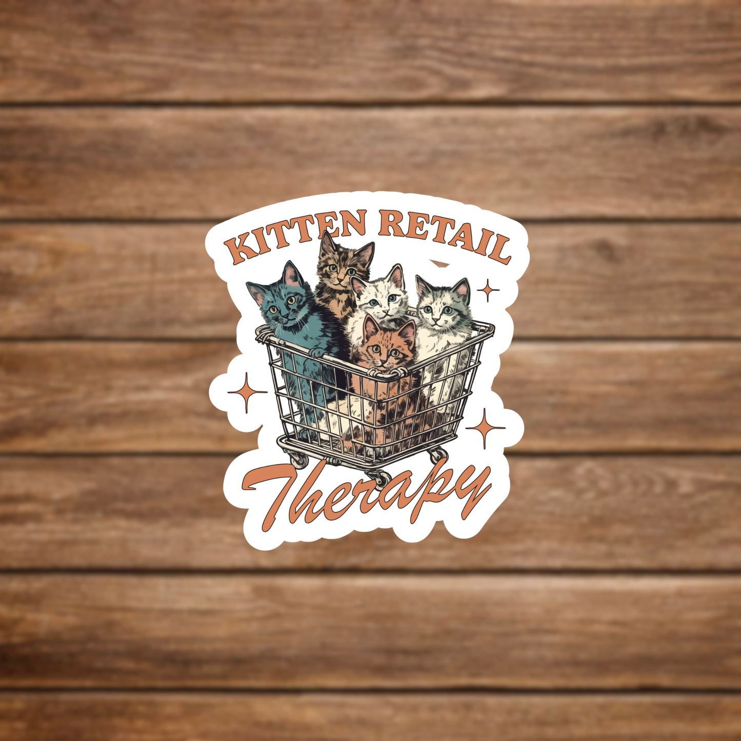 kitten retail therapy cat sticker