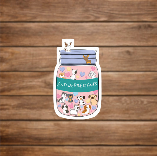 anti depressants dogs vinyl sticker