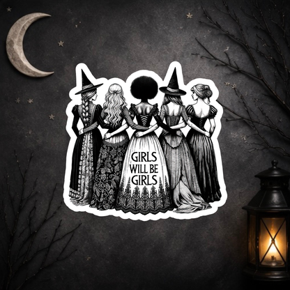 vintage witch illustration sticker gothic style decal
