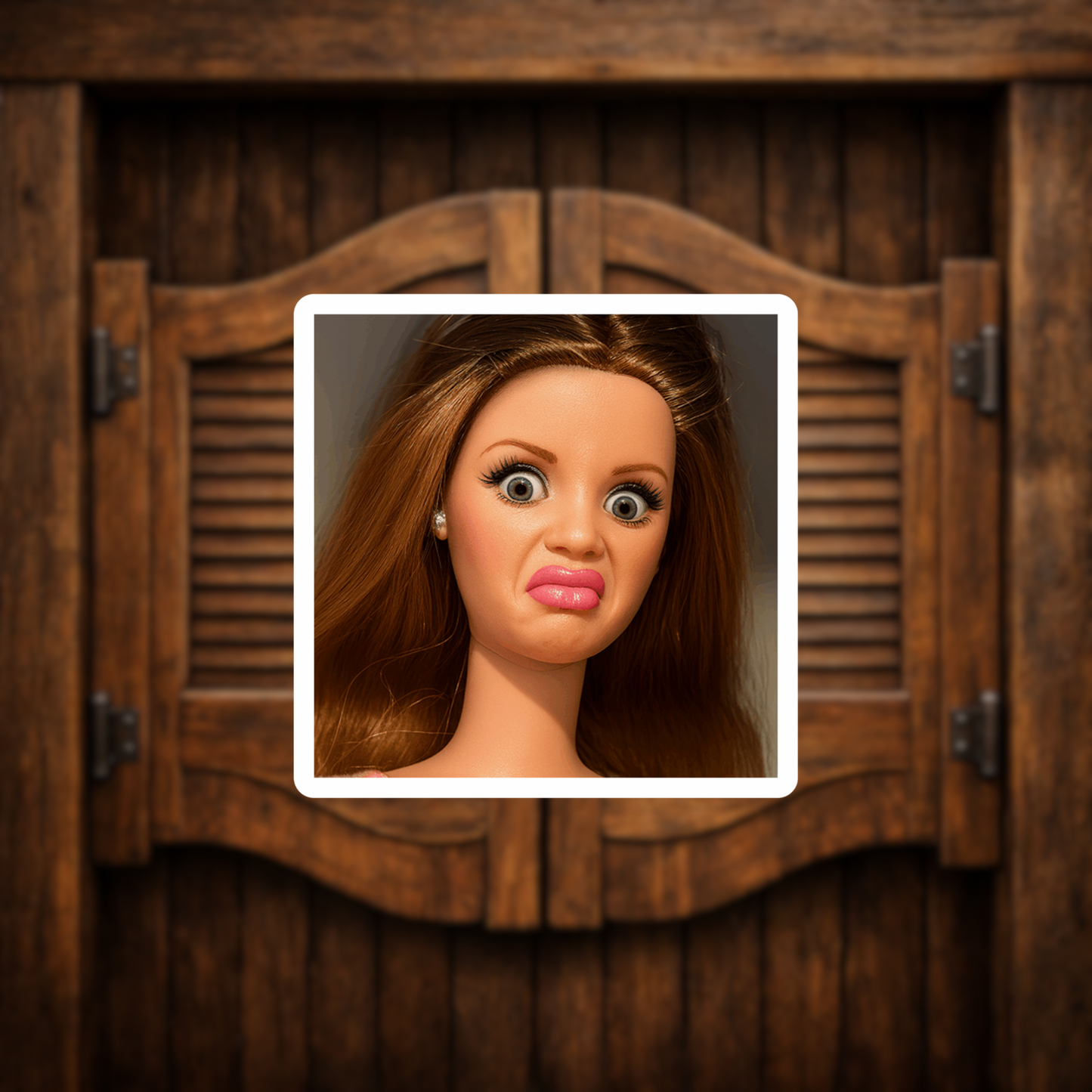 Disgusted Doll Face Meme Sticker Decal