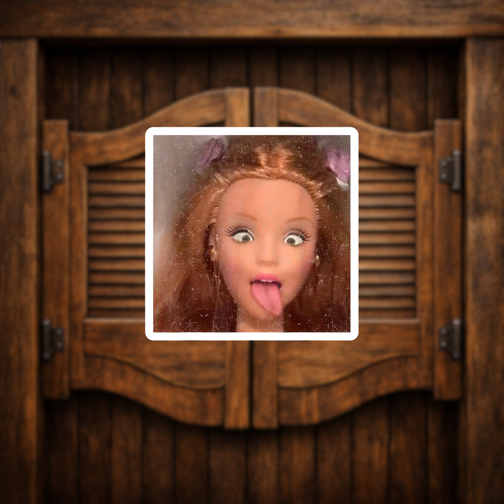 Dramatic doll face sticker decal