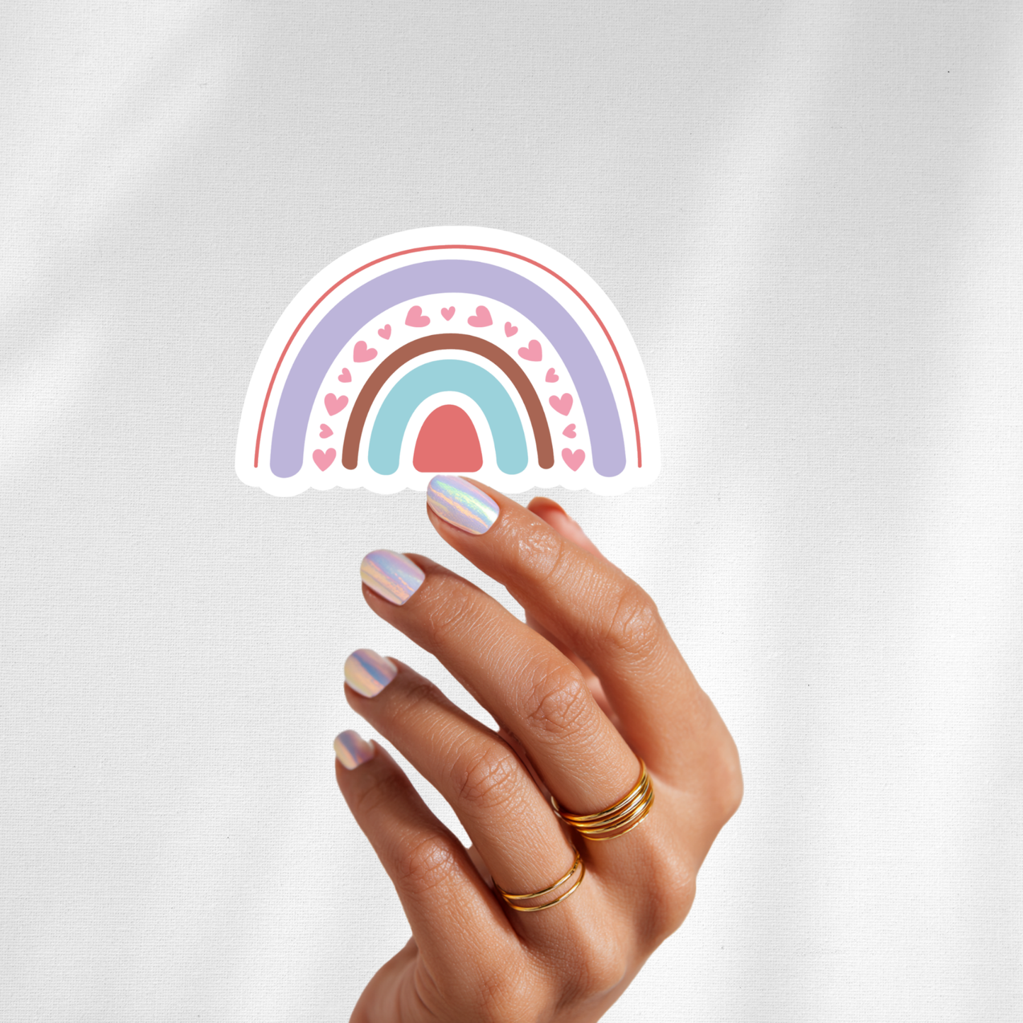 boho rainbow heart sticker