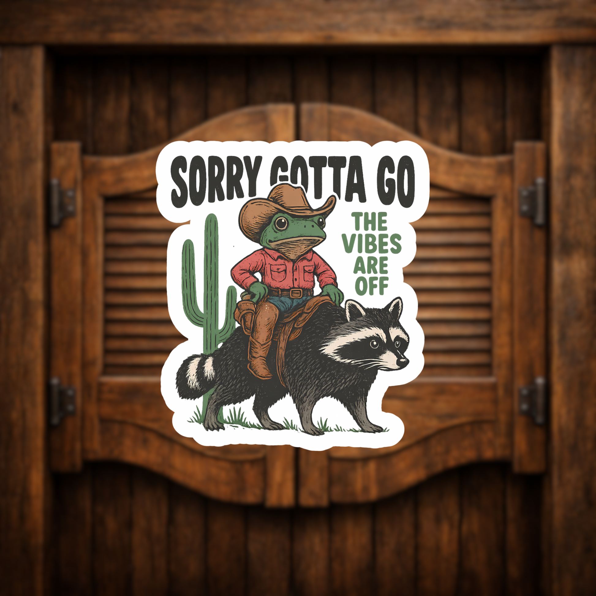 cowboy frog raccoon sticker