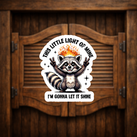 raccoon peace sign sticker decal
