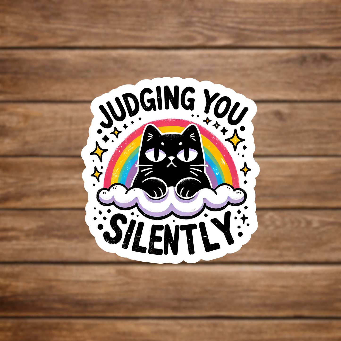  black cat rainbow vinyl sticker