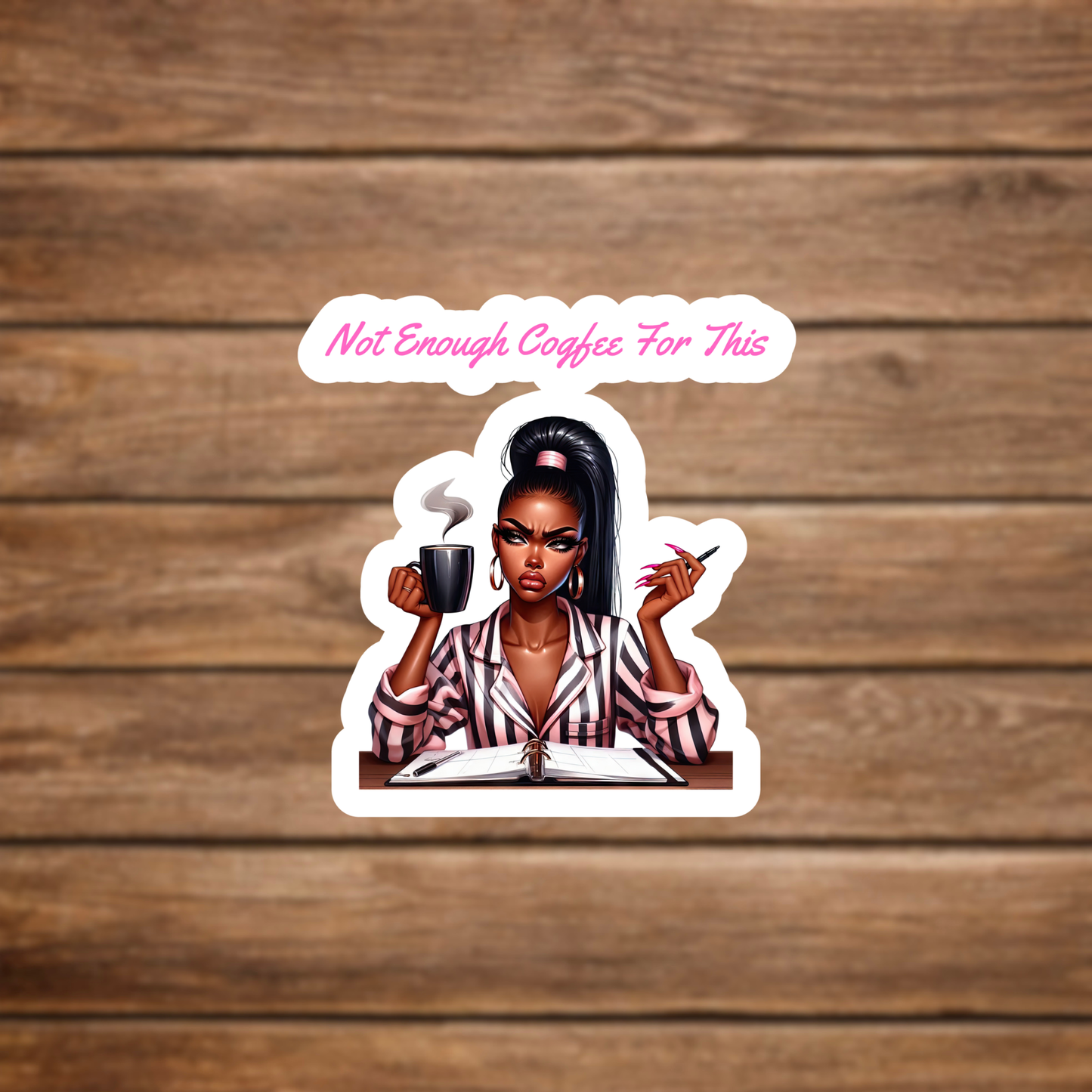 pink coffee quote sticker