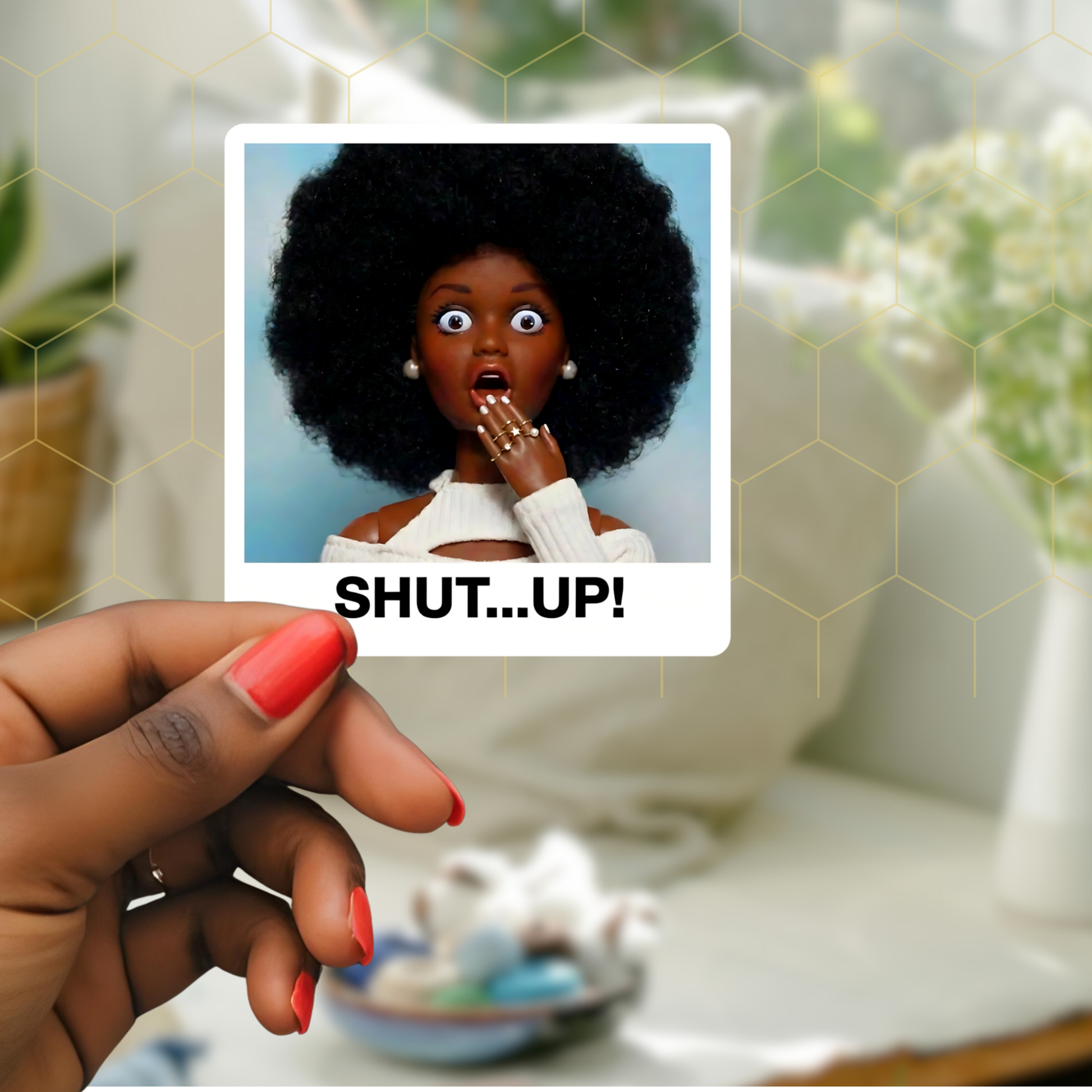 shocked doll face vinyl decal