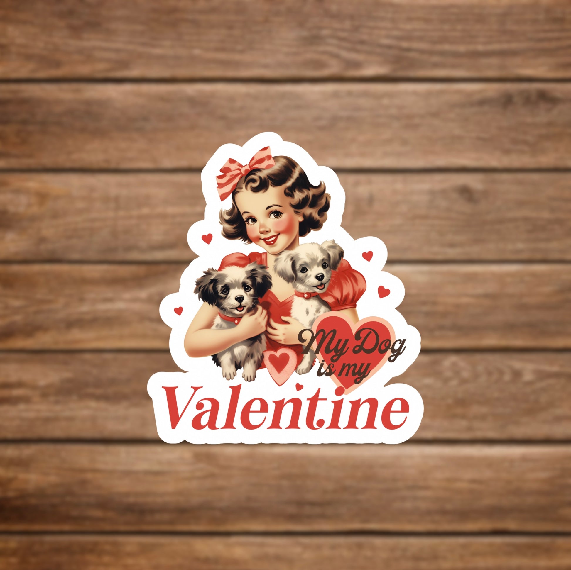 vintage valentine dog vinyl sticker