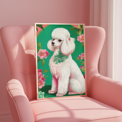 pink green poodle art print