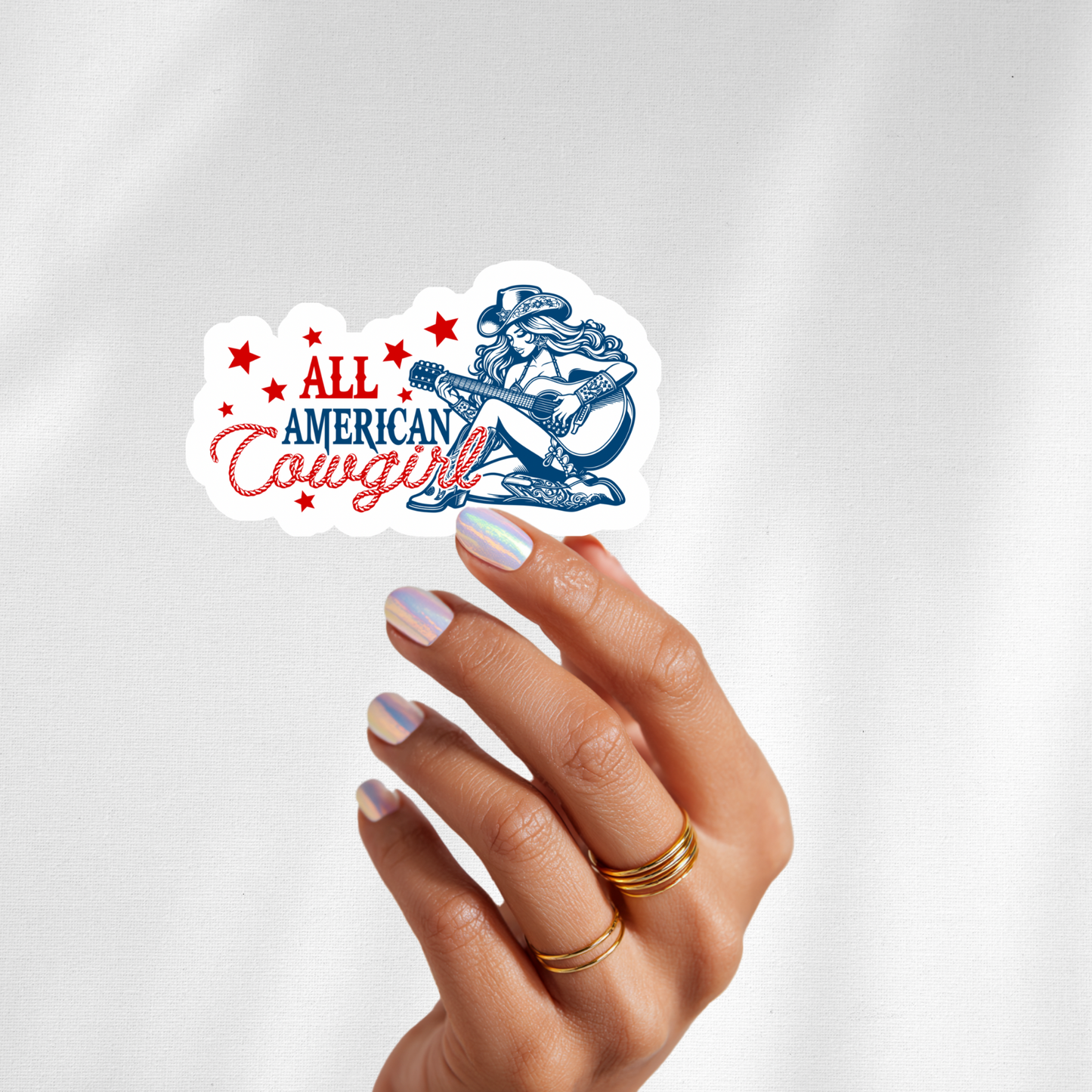 cowgirl guitar sticker