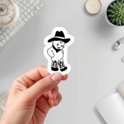 retro kewpie cowboy sticker