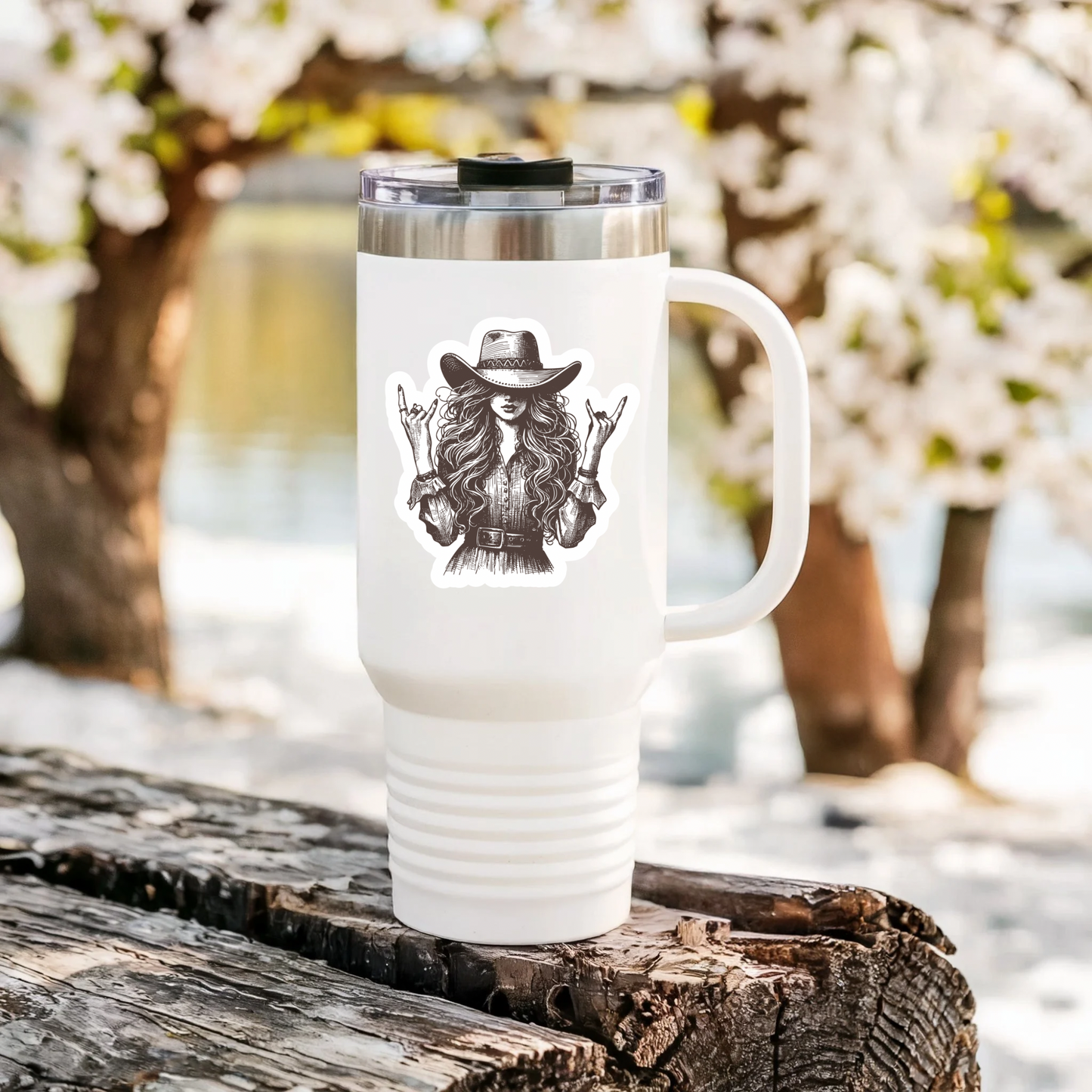 brown western cowgirl hat sticker decal