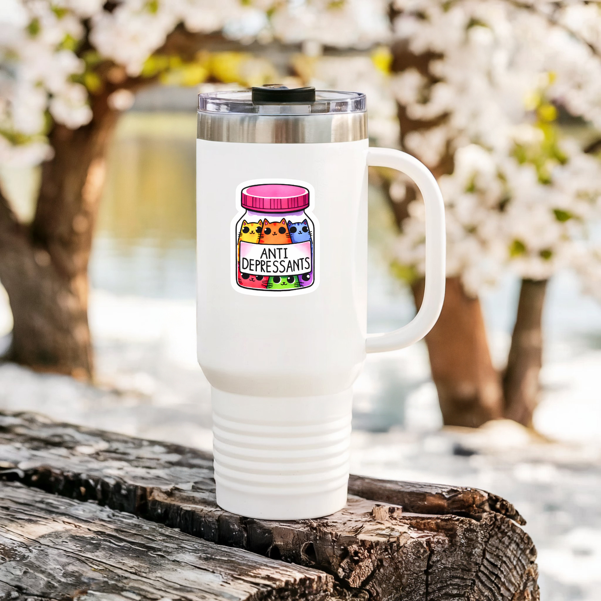 illustrated cats jar sticker