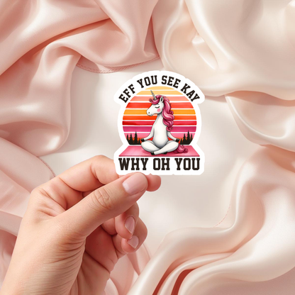 retro sunset unicorn sticker decal