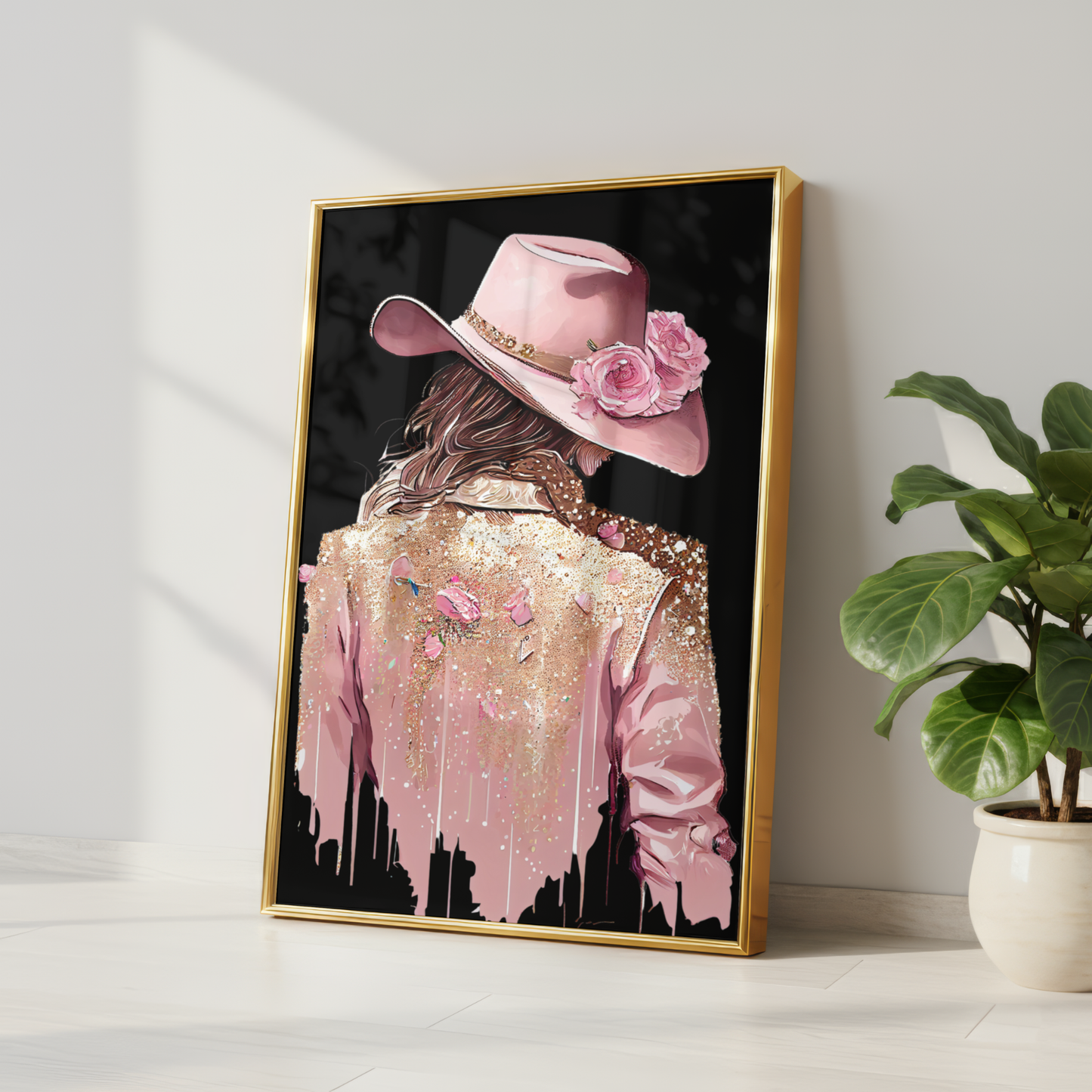 transparent cowgirl png design pink gold