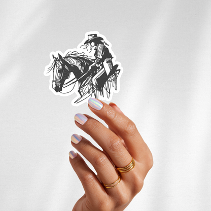 Rodeo cowgirl sketch sticker