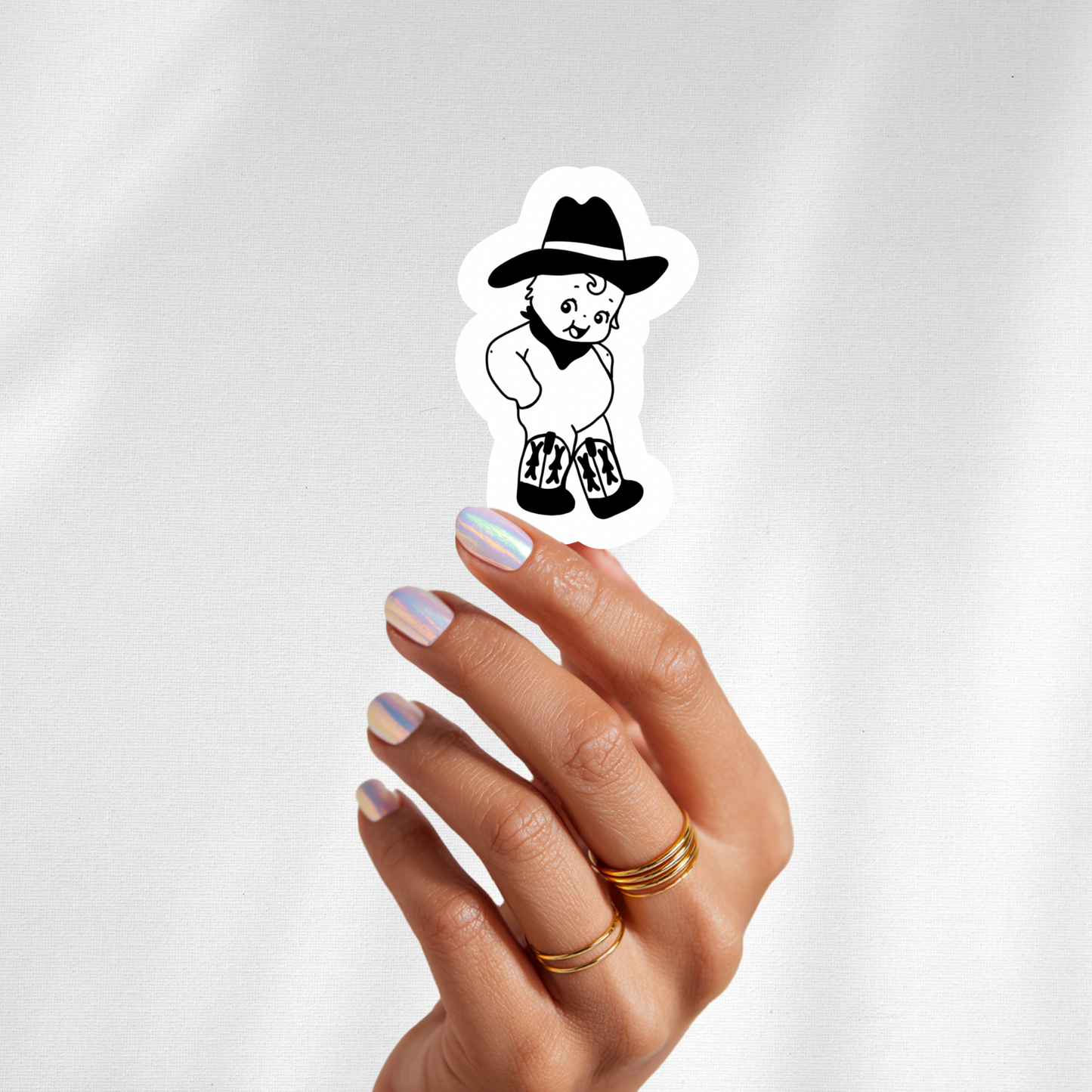 western kewpie style sticker