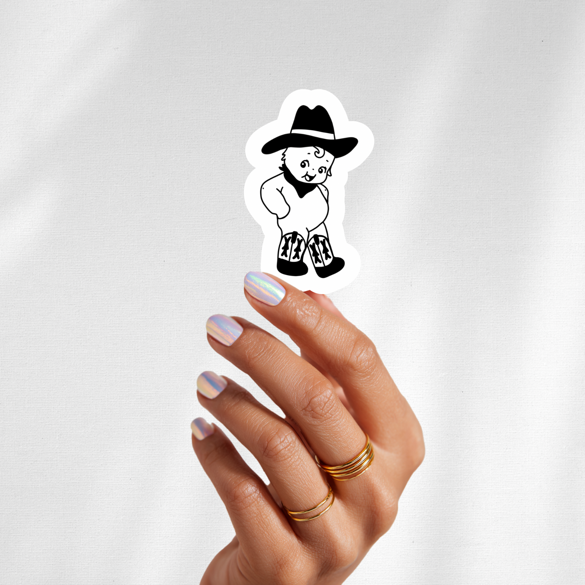 western kewpie style sticker
