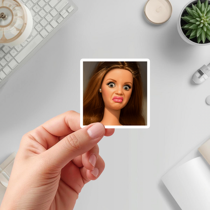 Dramatic Doll Reaction Face Sticker