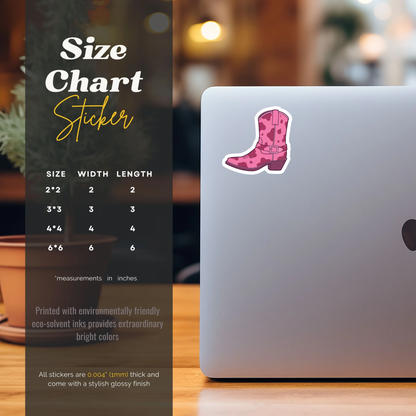Pink Cow Print Cowgirl Boot Sticker Decal