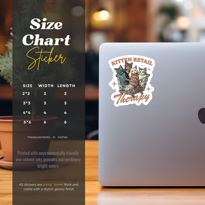 retail therapy cat design sticker