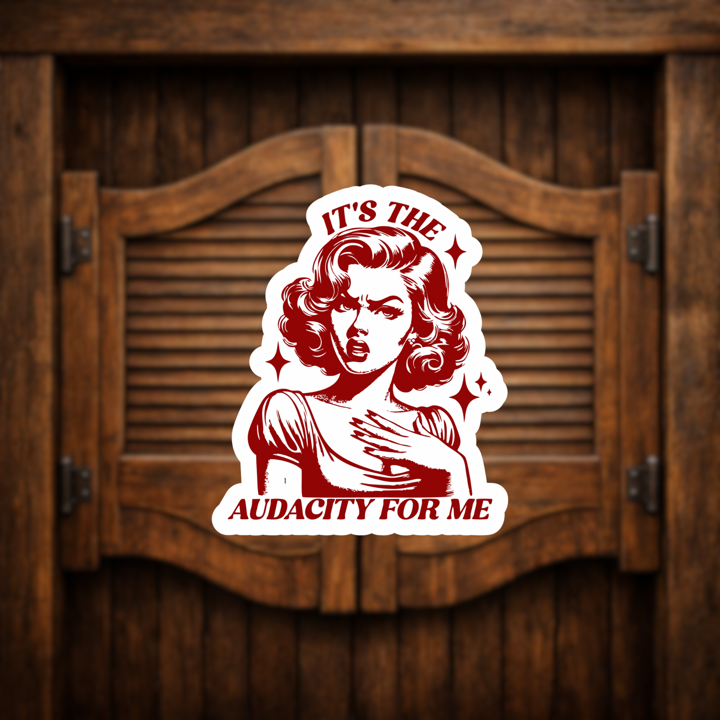 retro woman sticker audacity quote