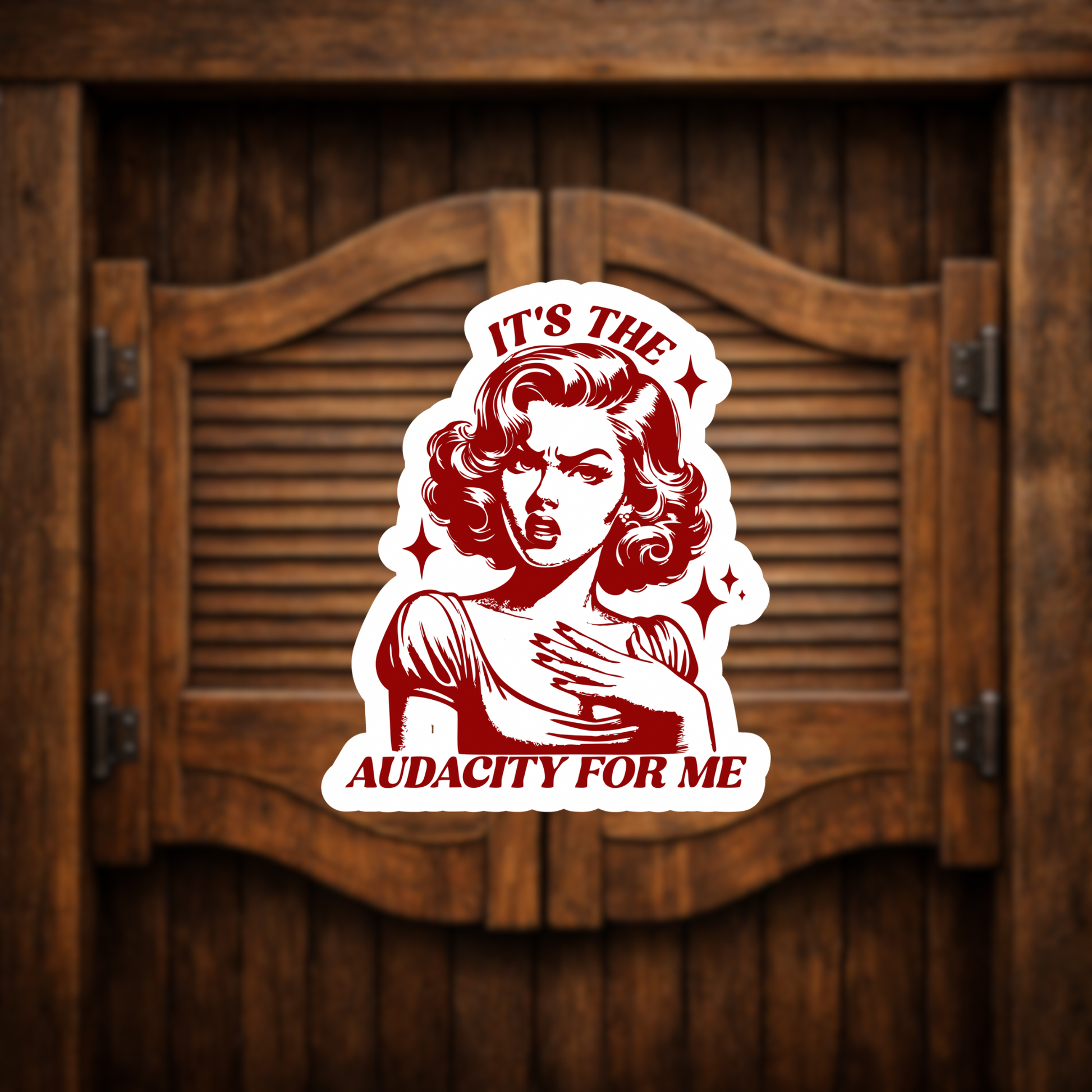 retro woman sticker audacity quote