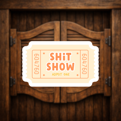 cream vinyl sticker close up