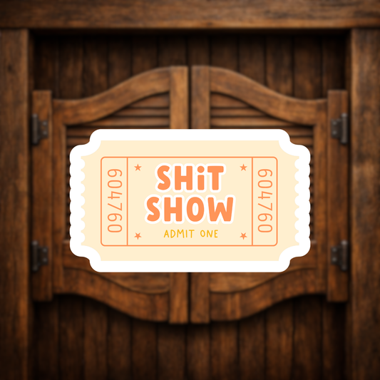 cream vinyl sticker close up