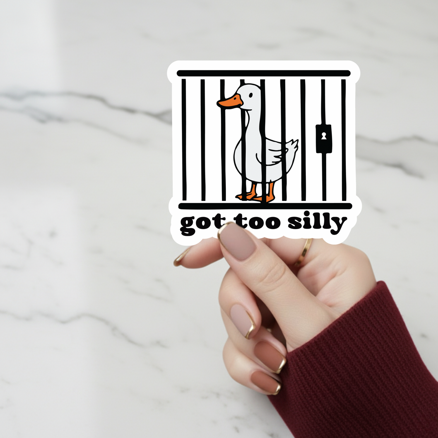 goose in cage sticker decal